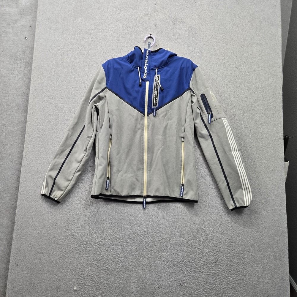 Superdry Sport Men Jacket XL Gray Colorblock Logo Spellout MS3137ST Activewear